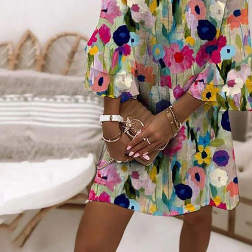 Tabitha - Vestido Mini de Viscosa con Estampado Floral Romántico