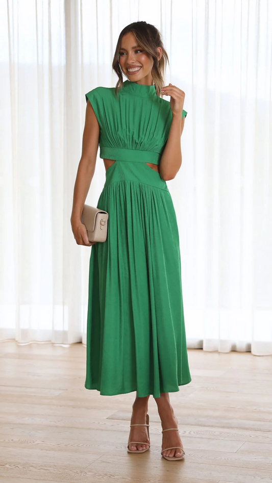 Quincy | Vestido Midi con Corte y Bolsillos