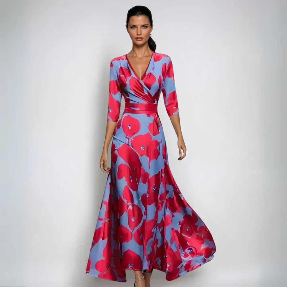 Elisa - Vestido Maxi Envoltura Elegante con Flores