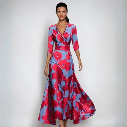 Elisa - Vestido Maxi Envoltura Elegante con Flores