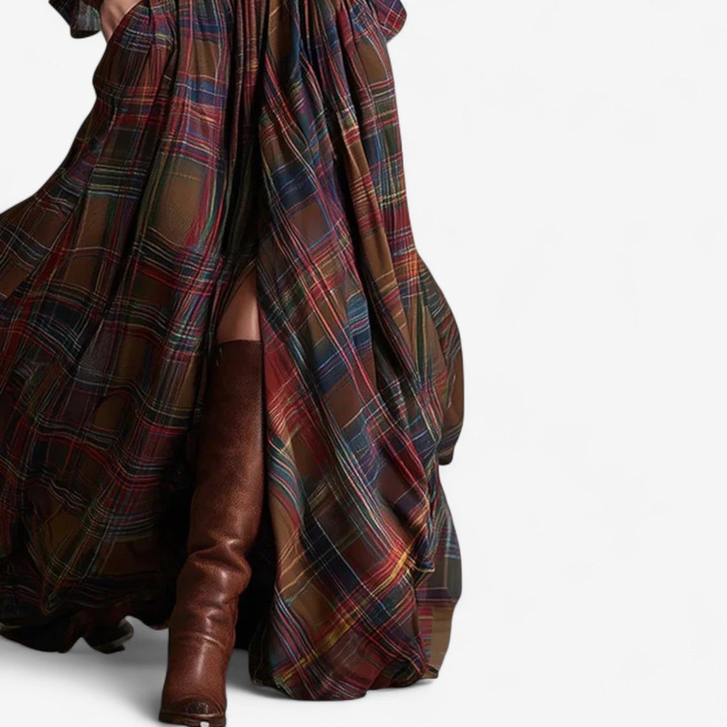 Vestido Maxi a Cuadros Atemporal - Elegancia Rústica y Refinada