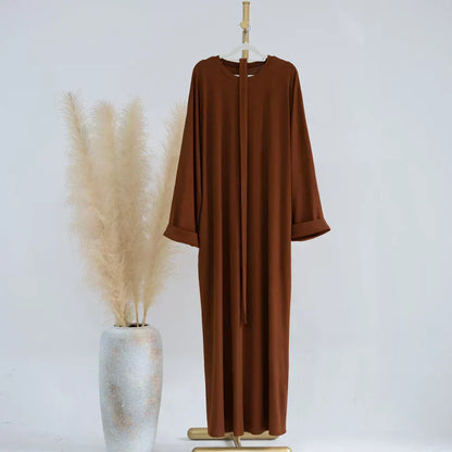 Ariane - Abaya Elegante de Punto con Cinturón y Bolsillos Laterales