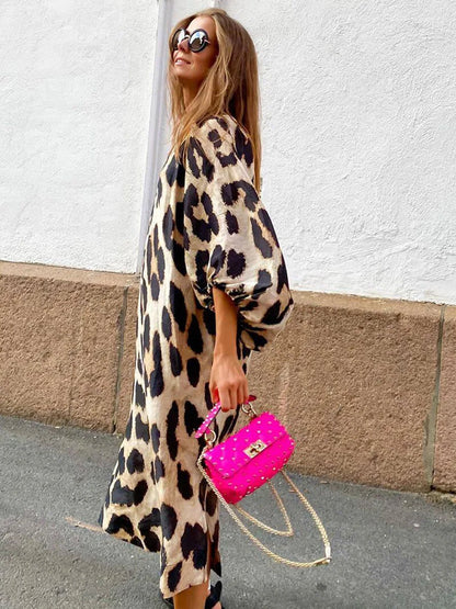 Zarina | Vestido Maxi de Viscosa con Estampado de Leopardo