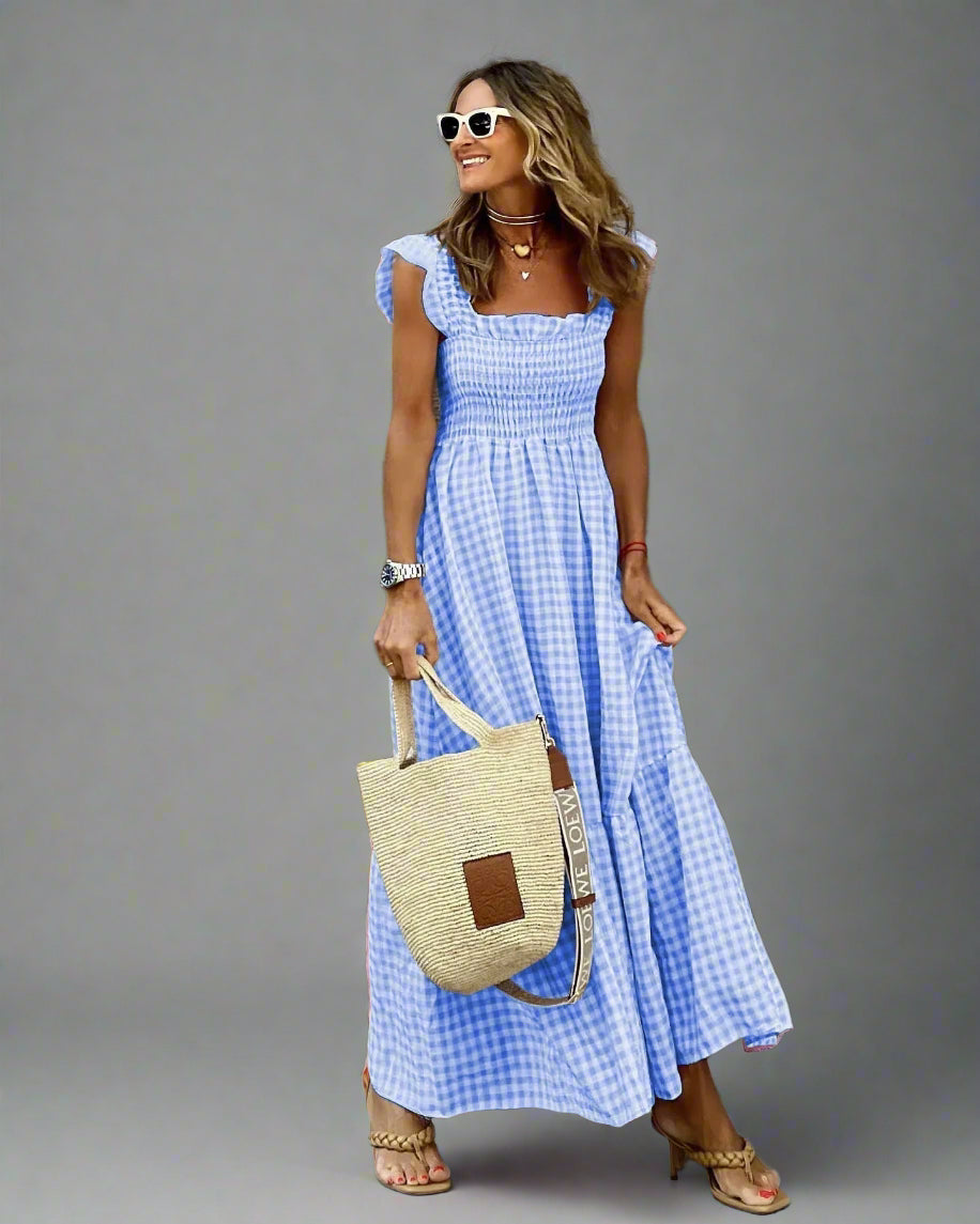 Bertha | Vestido a Cuadros en Estilo Retro para Elegancia y Comodidad en la Vida Cotidiana