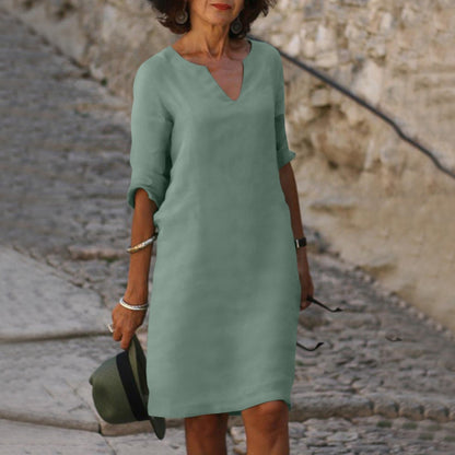 Silvia™ - Vestido atemporal con escote en V que cubre el vientre