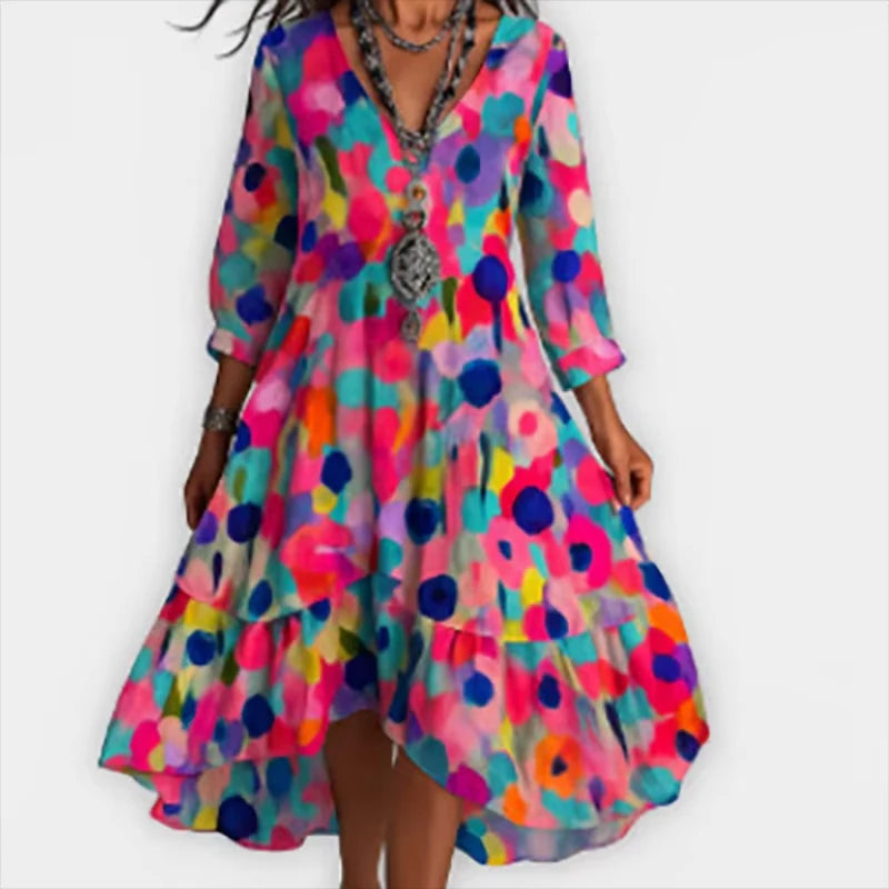 Shanae – Vestido Midi Elegante con Patrón Floral