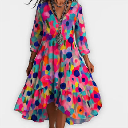 Shanae – Vestido Midi Elegante con Patrón Floral