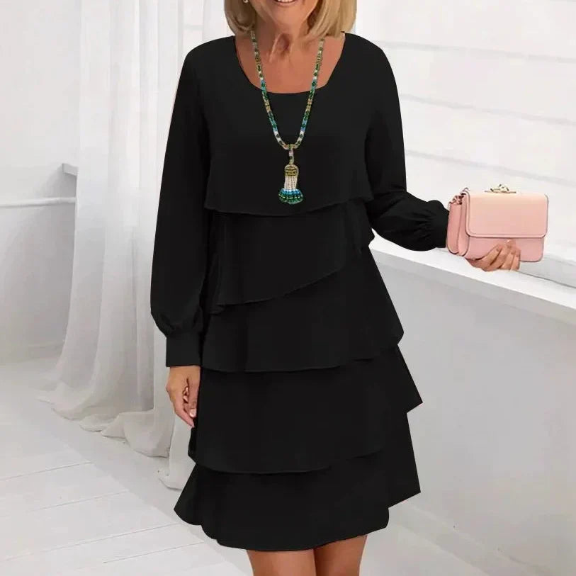 Margaret | Vestido Elegante Con Mangas Largas y Volantes