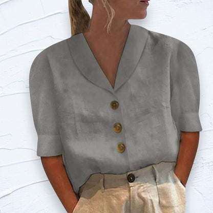 Blusa Retro-Chic con Botones y Frente Anudado