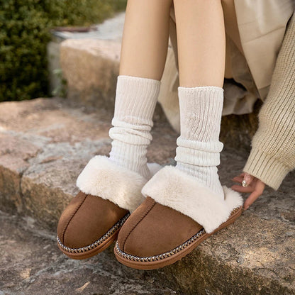 Zapatillas de Invierno de Pana para Mujeres con Forro de Piel Suave y Comodidad Cálida