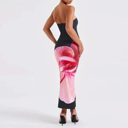 Cardo - Vestido Bodycon Off-Shoulder con Estampado de Flores Vintage