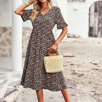 Layla™ - Elegante Vestido Impreso con Escote en V
