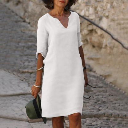 Silvia™ - Vestido atemporal con escote en V que cubre el vientre