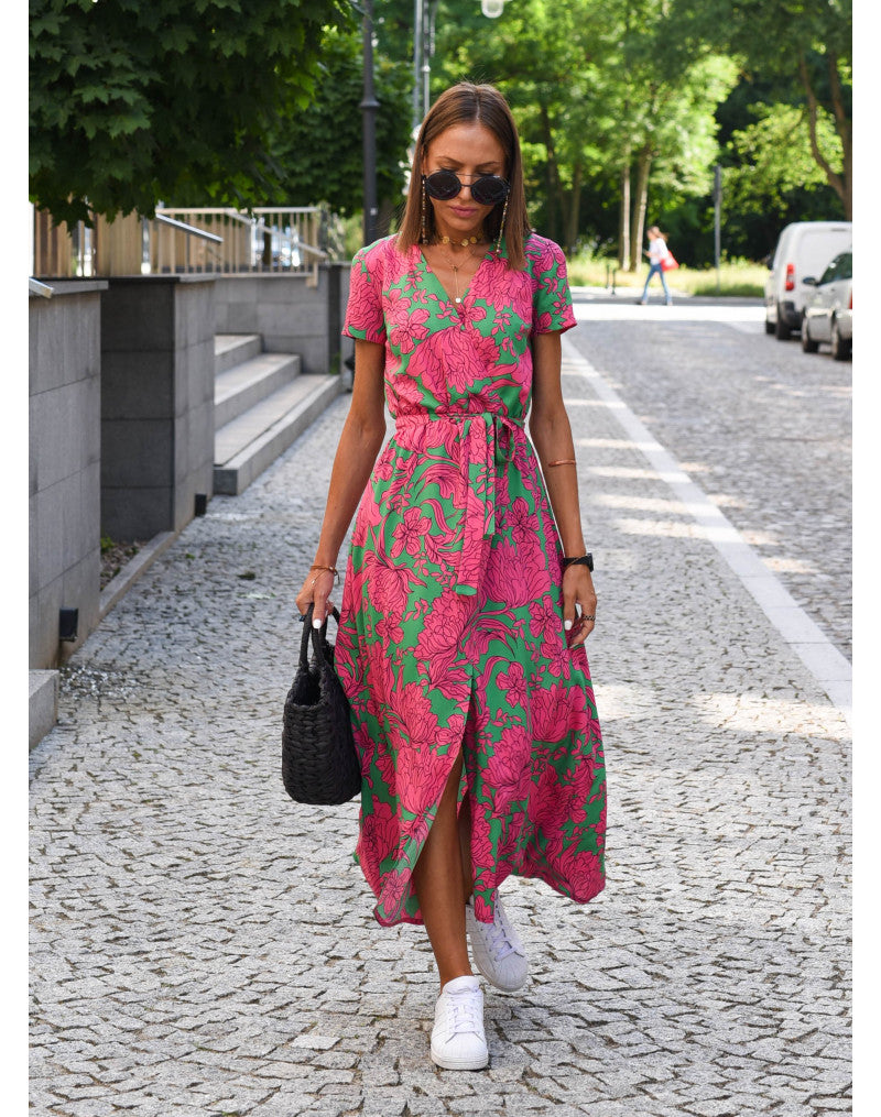 Alina – Vestido Midi Envolvente Floral