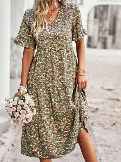 Layla™ - Elegante Vestido Impreso con Escote en V