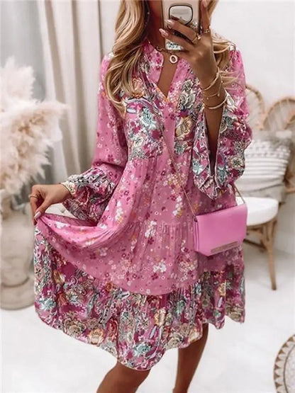 Helena - Vestido A-Line con Escote en V Floral