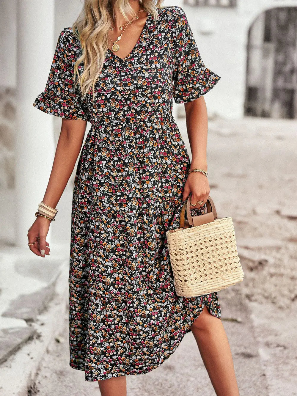 Layla™ - Vestido Impreso Elegante con Escote en V