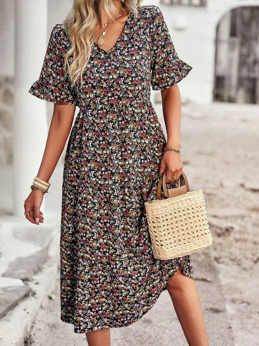 Layla™ - Elegante Vestido Impreso con Escote en V