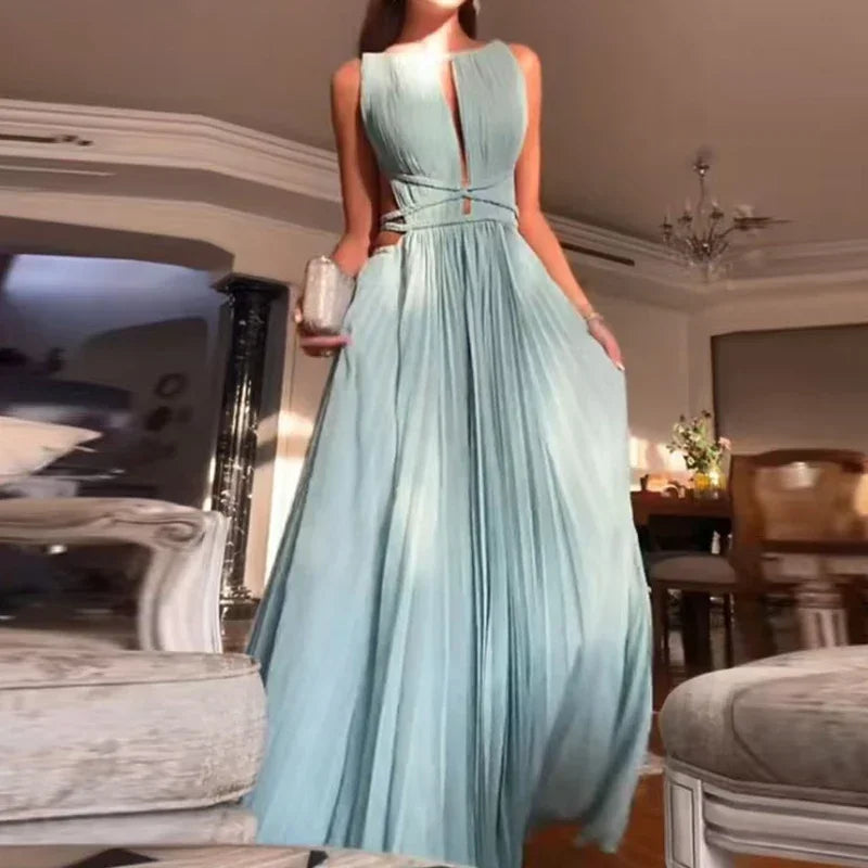 Liana | Vestido de Playa Plisado Sin Espalda