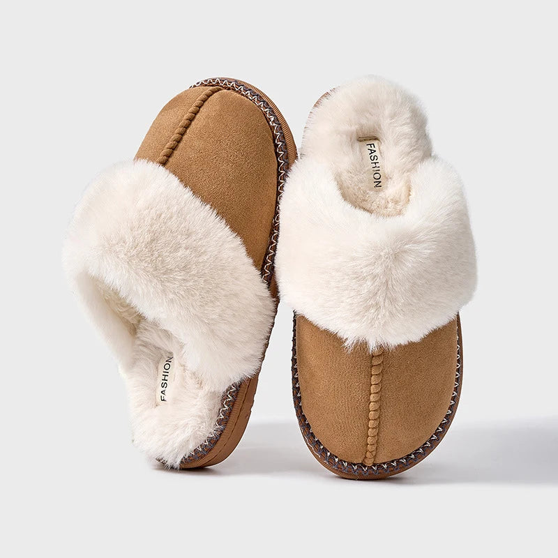 Zapatillas de Invierno para Mujeres de Peluche con Forro de Suave Vellón y Confort Cálido