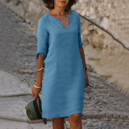 Silvia™ - Vestido atemporal con escote en V que cubre el vientre