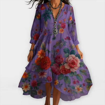Shanae – Vestido Midi Elegante con Patrón Floral