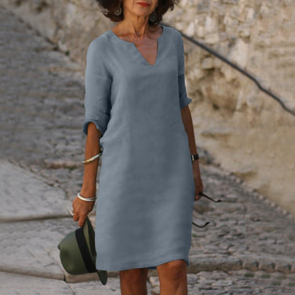 Silvia™ - Vestido atemporal con escote en V que cubre el vientre