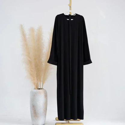Ariane - Abaya Elegante de Punto con Cinturón y Bolsillos Laterales