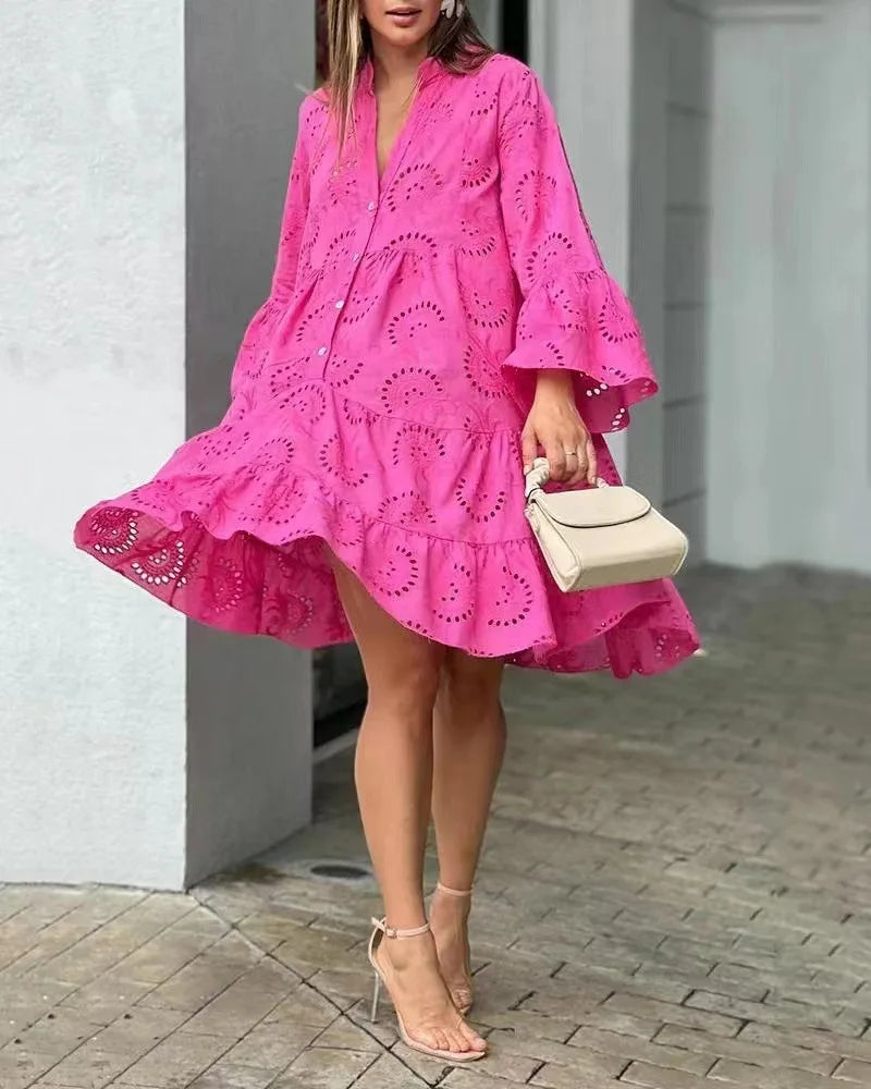 Robe Midi de Encaje Rosa - Elegancia Atemporal