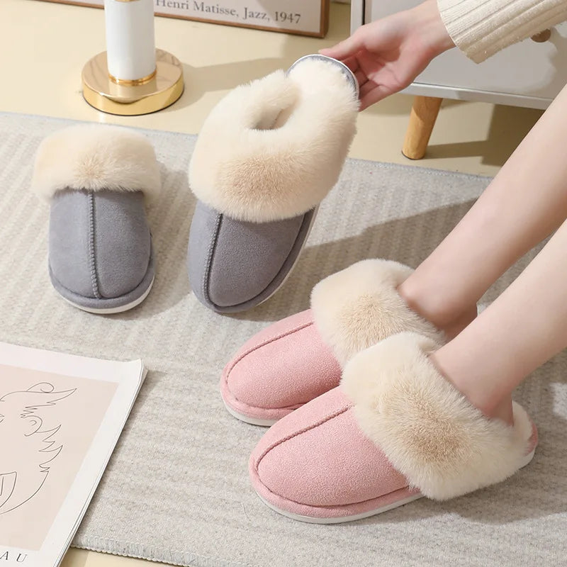 Pantofole de Interior de Felpa para Mujer con Revestimiento Suave y Confort Acogedor