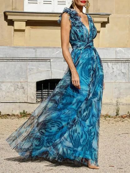 Léna | Vestido Maxi Azul Pavo Real
