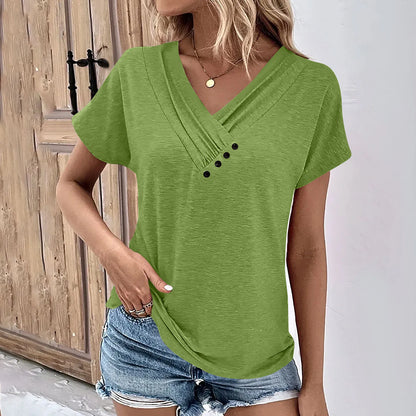 Maya - Camiseta de V con botones de canalé