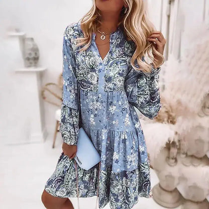 Helena - Vestido A-Line con Escote en V Floral