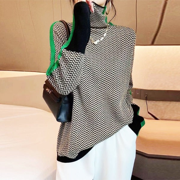 Eleanor | Suéter de Cuello Alto con Diseño de Espiga