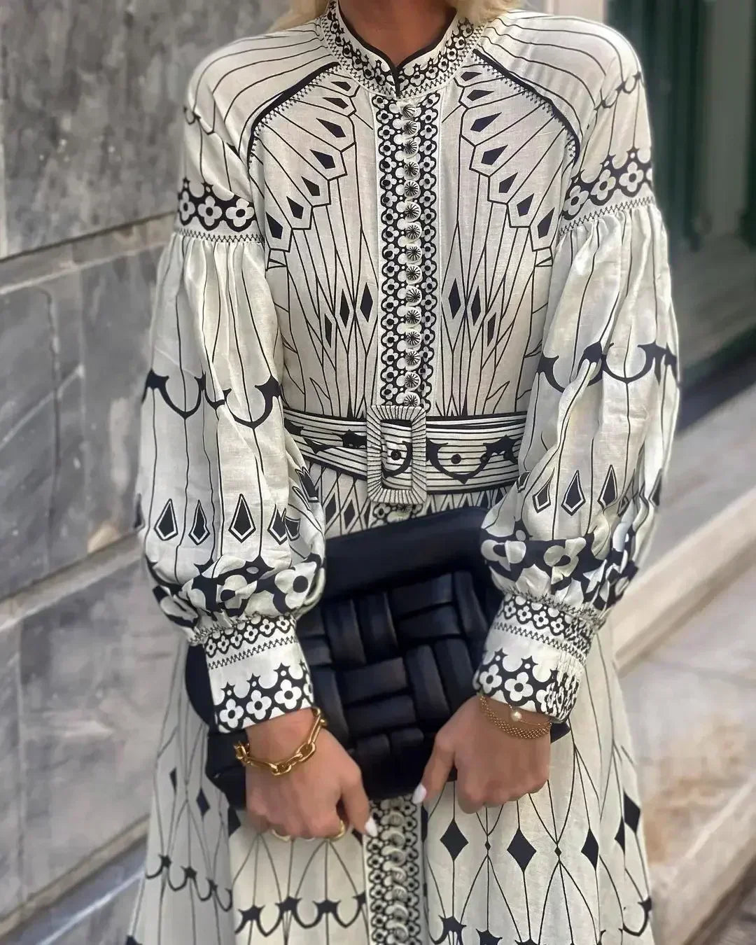 Eulalia - Vestido Boho de Cuello Alto Retro