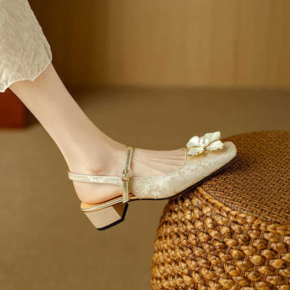 Genine - Zapatos de tacón con cinturilla trasera