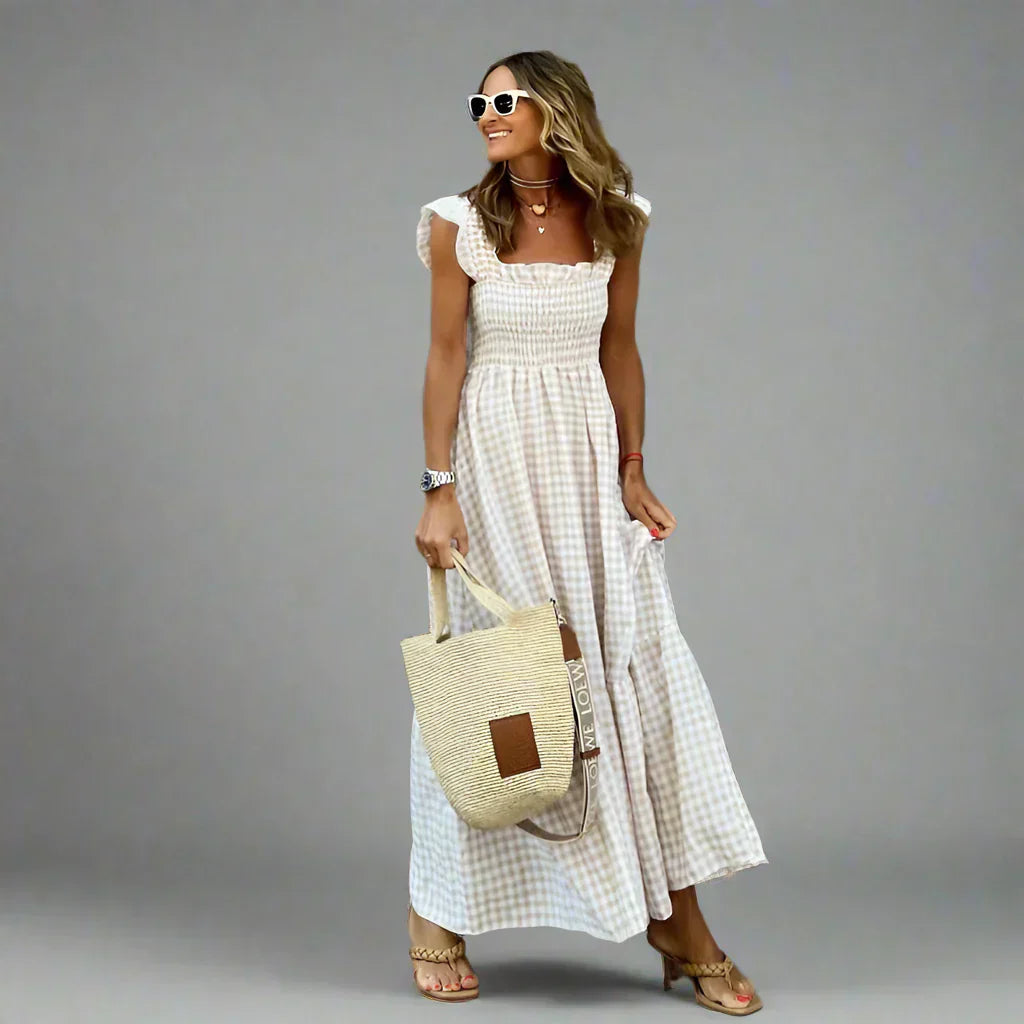 Bertha | Vestido a Cuadros en Estilo Retro para Elegancia y Comodidad en la Vida Diaria