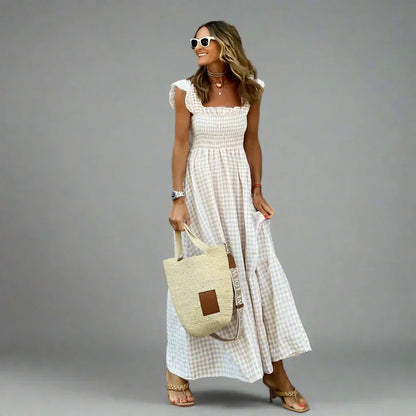 Bertha | Vestido a Cuadros en Estilo Retro para Elegancia y Comodidad en la Vida Diaria
