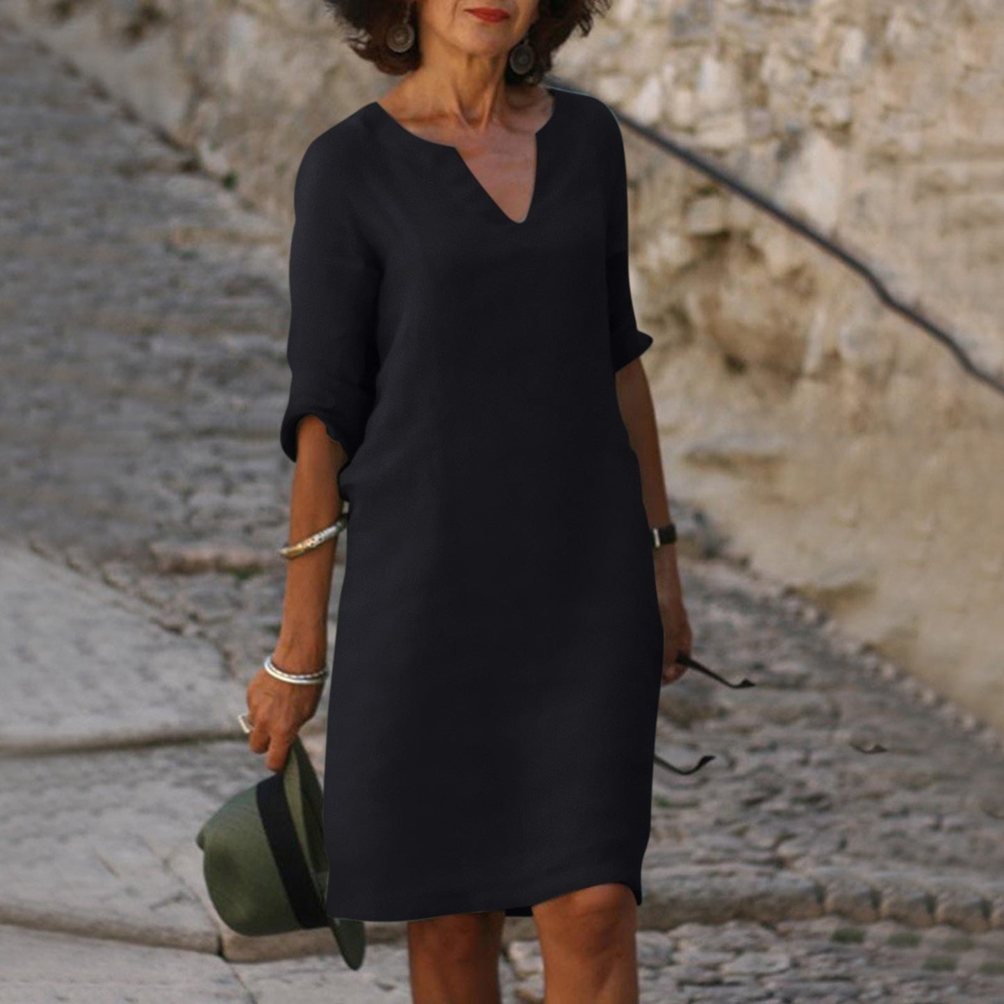 Silvia™ - Vestido de cuello en V atemporal que cubre el vientre