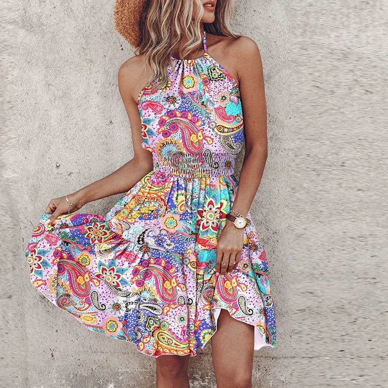 Marlowe - Vestido Midi Bohemio Colorido con Escote en V