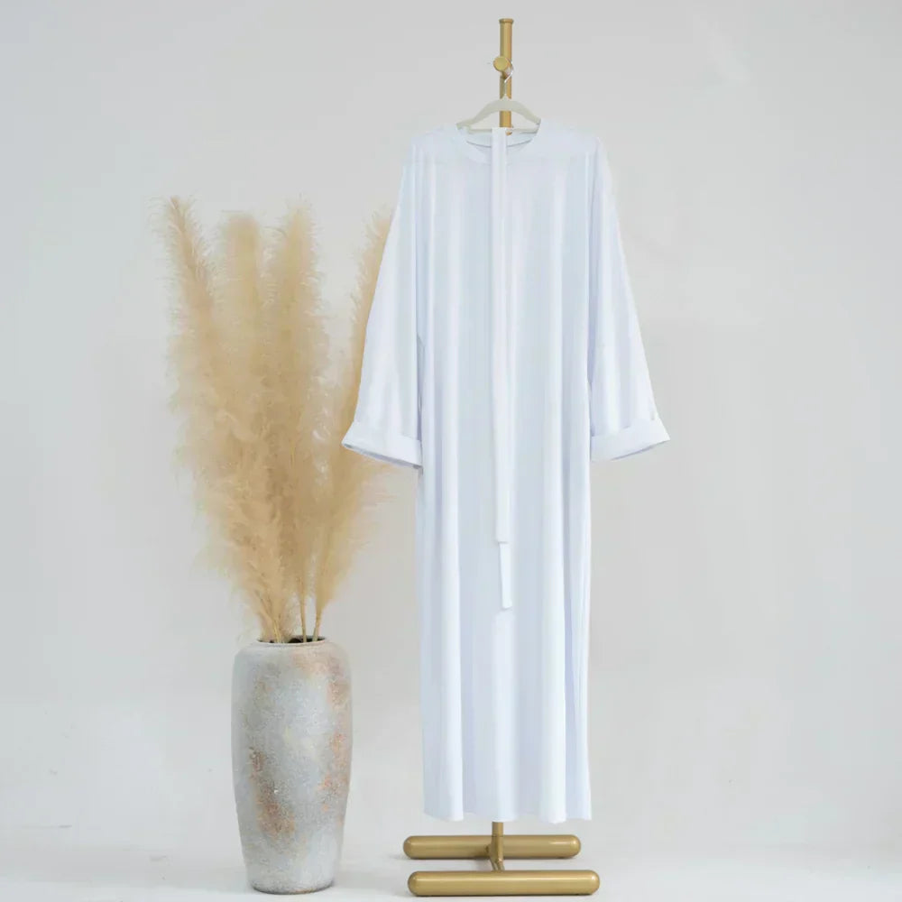 Ariane - Elegante Abaya de Punto con Cinturón y Bolsillos Laterales