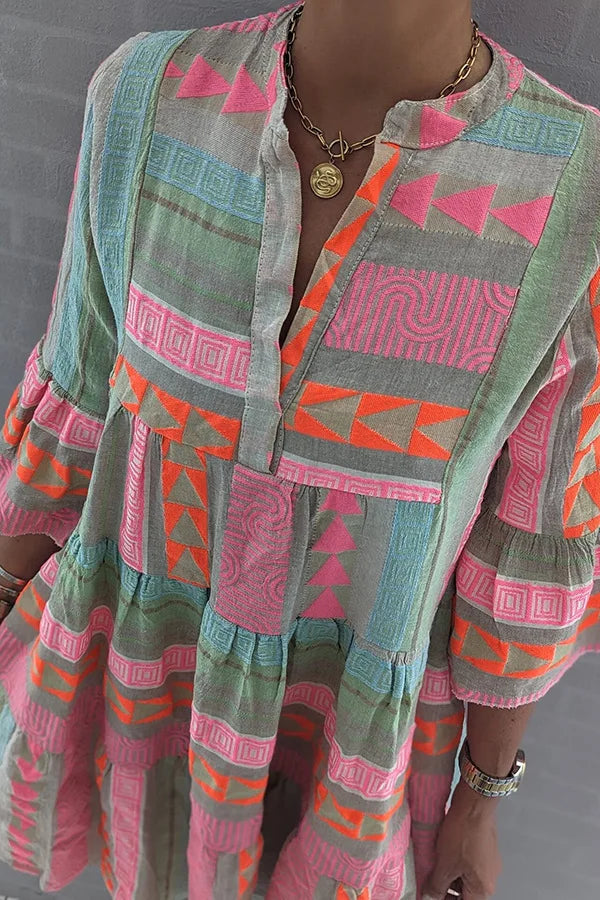 Ava - Vestido de Verano de Algodón y Cáñamo con Escote en V Chic