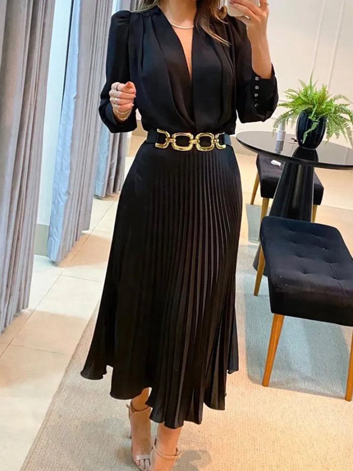 SERAPHINA – VESTIDO MIDI PLISADO ELEGANTE