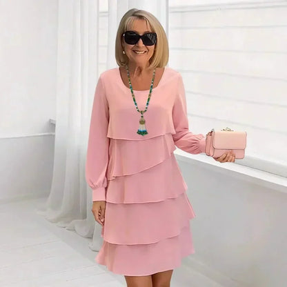 Margaret | Vestido Elegante Con Mangas Largas y Volantes