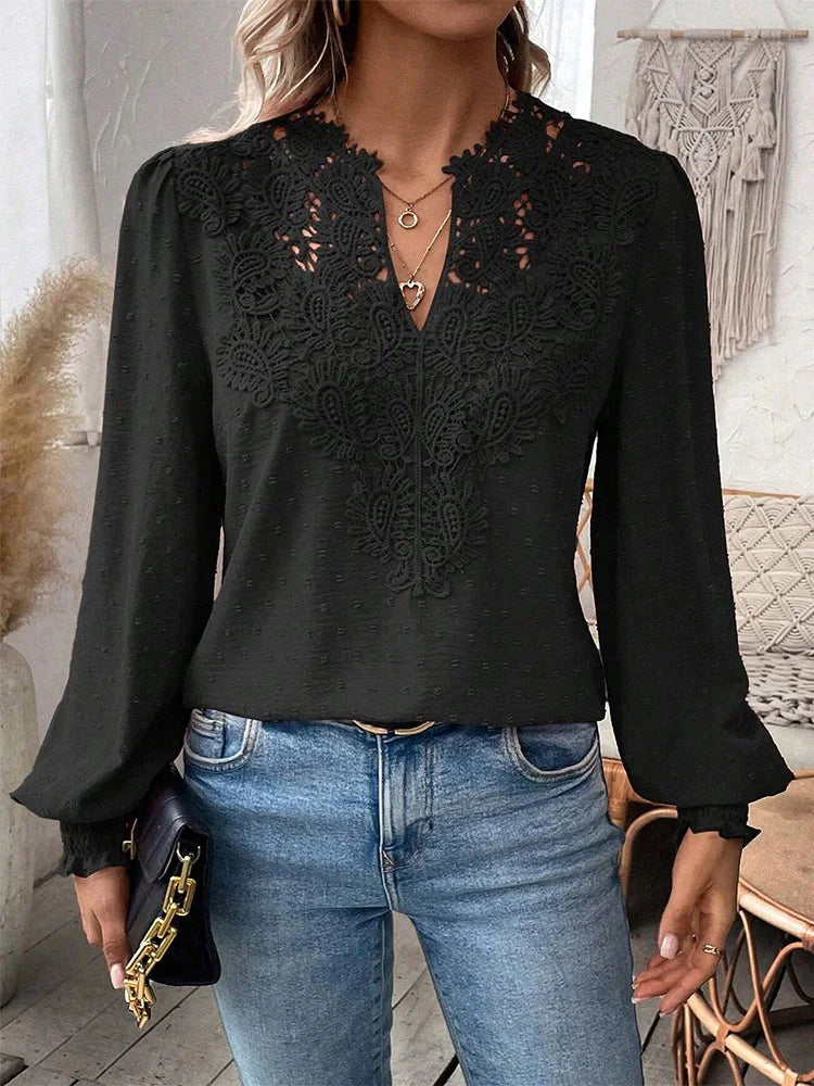 Sondra™ | Blusa de Encaje de Lujo con Escote en V