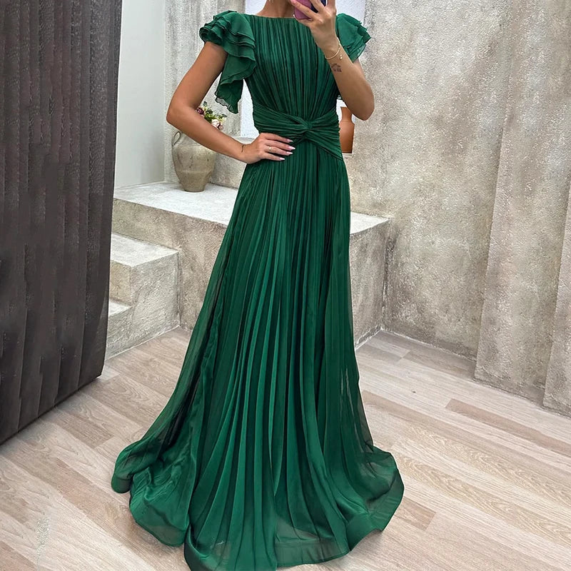 Vestido de Noche Plisado Elegante - Alta Costura Atemporal