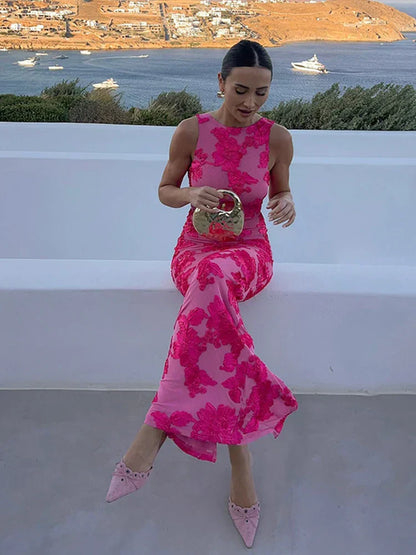 Iris | Vestido de Noche Ajustado de Malla Floral
