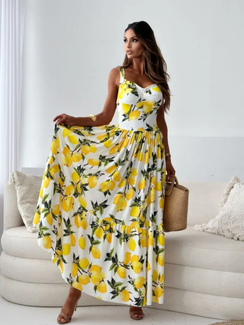 Vestido Maxi Plisado Sin Espalda Lucia
