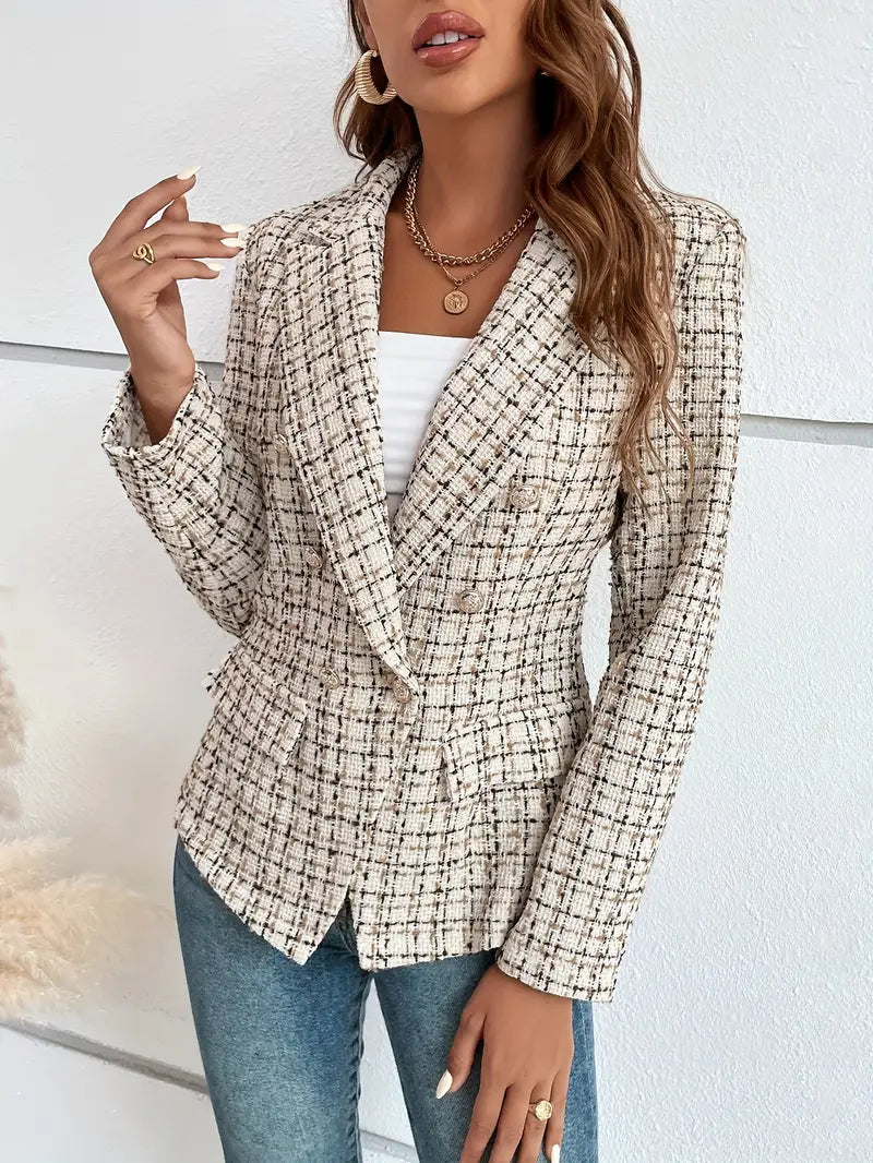 Jalu™ | Blazer de doble botonadura con estampado a cuadros