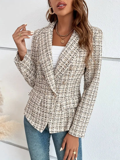 Jalu™ | Blazer de doble botonadura con estampado a cuadros